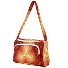 Abstract Orange Triangle Front Pocket Crossbody Bag