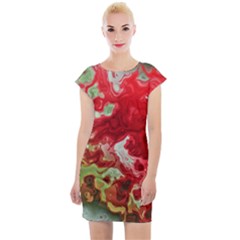 Abstract Stain Red Seamless Cap Sleeve Bodycon Dress by HermanTelo