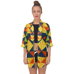 Background Geometric Color Plaid Open Front Chiffon Kimono by Mariart