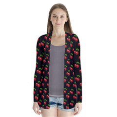 Retro Black Cherries Drape Collar Cardigan by snowwhitegirl