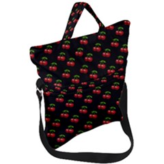 Retro Black Cherries Fold Over Handle Tote Bag by snowwhitegirl