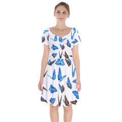 Butterfly Unique Background Short Sleeve Bardot Dress by HermanTelo