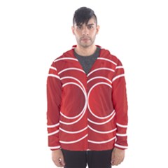 Circles Red Men s Hooded Windbreaker by HermanTelo