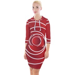 Circles Red Quarter Sleeve Hood Bodycon Dress by HermanTelo