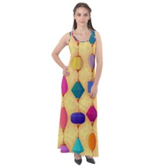 Colorful Background Stones Jewels Sleeveless Velour Maxi Dress by HermanTelo