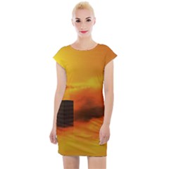 City Sun Clouds Smog Sky Yellow Cap Sleeve Bodycon Dress by HermanTelo