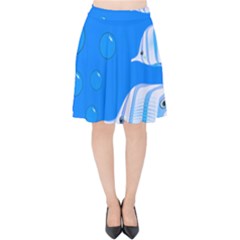 Fish School Bubbles Underwater Sea Velvet High Waist Skirt by HermanTelo