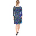 Fractal Abstract Line Wave Quarter Sleeve Front Wrap Dress View2