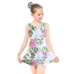 Flowers Floral Kids  Skater Dress Swimsuit by HermanTelo