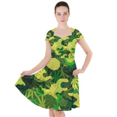 Marijuana Camouflage Cannabis Drug Cap Sleeve Midi Dress by HermanTelo