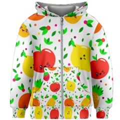 Pattern Fruits Orange Green Kids  Zipper Hoodie Without Drawstring by HermanTelo