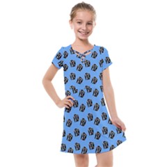 Girl Face Blue Kids  Cross Web Dress by snowwhitegirl