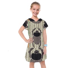 Egyptian Design Beetle Kids  Drop Waist Dress by Sapixe