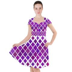 Pattern Square Purple Horizontal Cap Sleeve Midi Dress by HermanTelo