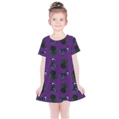 Gothic Girl Rose Purple Pattern Kids  Simple Cotton Dress by snowwhitegirl