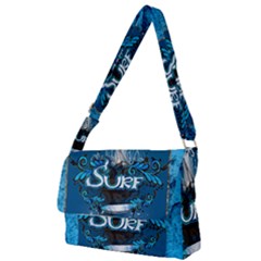 Sport, Surfboard With Water Drops Full Print Messenger Bag by FantasyWorld7