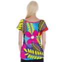 Pattern Leaf Polka Rainbow Cap Sleeve Top View2