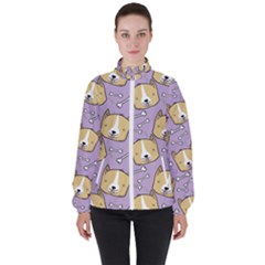 Corgi Pattern Women s High Neck Windbreaker by Sapixe