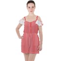 Diamond Red Red White Stripe Skinny Ruffle Cut Out Chiffon Playsuit View1