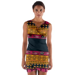 Diamond Red Black Pink Orange African Print Wrap Front Bodycon Dress by thomaslake