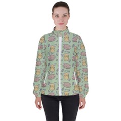 Hamster Pattern Women s High Neck Windbreaker by Sapixe