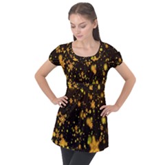 Background Black Blur Colorful Puff Sleeve Tunic Top by Sapixe