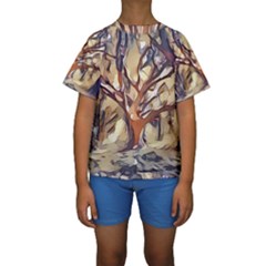 Tree Forest Woods Nature Landscape Kids  Short Sleeve Swimwear by Sapixe