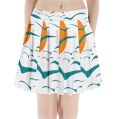 Sunset Glow Sun Birds Flying Pleated Mini Skirt by HermanTelo