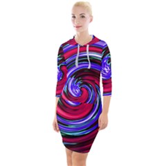 Swirl Vortex Motion Quarter Sleeve Hood Bodycon Dress by HermanTelo