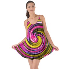 Swirl Vortex Motion Pink Yellow Love The Sun Cover Up by HermanTelo