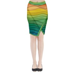 Waves Texture Midi Wrap Pencil Skirt by HermanTelo