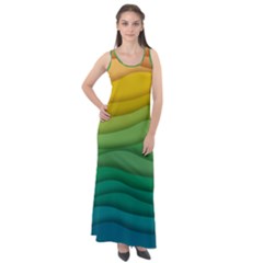 Waves Texture Sleeveless Velour Maxi Dress by HermanTelo