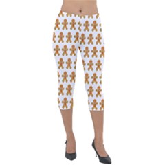 Gingerbread Men Lightweight Velour Capri Leggings  by Mariart