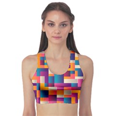 Abstract Geometry Blocks Sports Bra by Bajindul