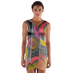 Abstract Colorful Background Grey Wrap Front Bodycon Dress by Bajindul