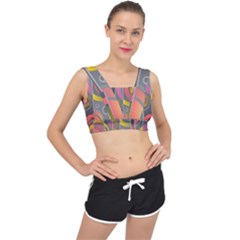 Abstract Colorful Background Grey V-back Sports Bra by Bajindul