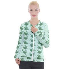 Aloe Plants Pattern Scrapbook Casual Zip Up Jacket by Bajindul