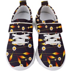 Flower Buds Floral Background Kids  Velcro Strap Shoes by Bajindul