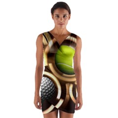 Sport Ball Tennis Golf Football Wrap Front Bodycon Dress by Bajindul