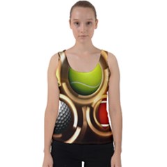 Sport Ball Tennis Golf Football Velvet Tank Top by Bajindul