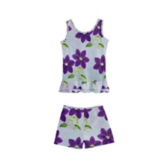 Purple Flower Kids  Boyleg Swimsuit by Bajindul