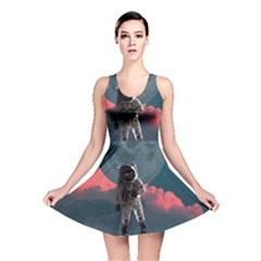 Astronaut Moon Space Planet Reversible Skater Dress by Pakrebo