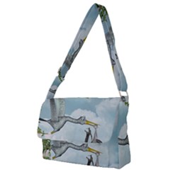 Funny Stork With Creepy Snake Baby Full Print Messenger Bag by FantasyWorld7