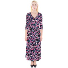  Floral  Quarter Sleeve Wrap Maxi Dress by 1dsign