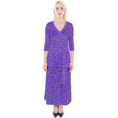 Purple Speckled Design Quarter Sleeve Wrap Maxi Dress by 1dsign