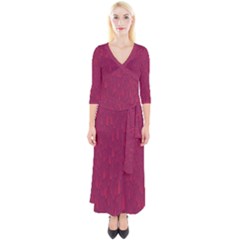 Wine Abstract Design     Quarter Sleeve Wrap Maxi Dress by 1dsign