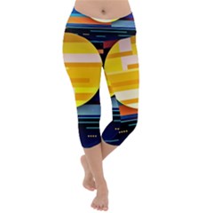 Background Abstract Horizon Lightweight Velour Capri Yoga Leggings by Pakrebo