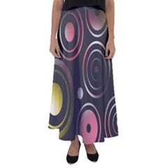 Circles Pinks Yellows Design Flared Maxi Skirt by Pakrebo