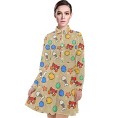 Crabs Pattern Long Sleeve Chiffon Shirt Dress by Valentinaart