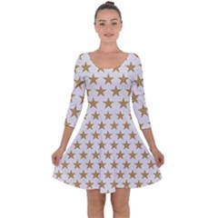 Gold Star Quarter Sleeve Skater Dress by WensdaiAmbrose